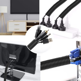 Sasylvia 1/4", 3/8", 1/2" x 20ft Split Wire Loom Tubing with Installation Tool Wire Loom Assortment Split Cable Sleeves Bulk Flexible Electrical Conduit Protective Kit