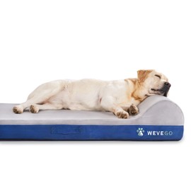 WEVEGO Orthopedic Dog Bed, Pillow Dog Bed with Thicken Gel Memory Foam Flannel Fabric, Durable Waterproof Liner & Removable Washable Cover with Non-Slip Bottom, Sizes Medium
