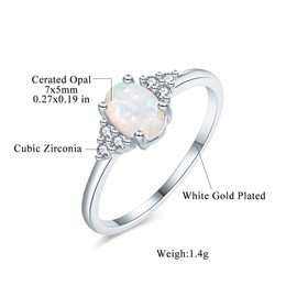 CiNily Christmas Ring for Women Wedding Ring 14K White Gold Plated Created Opal Rings for Women Engagement | Wedding | Eternity Bands Cubic Zirconia Promise Rings for Her Diamond Accents Ring Size 6