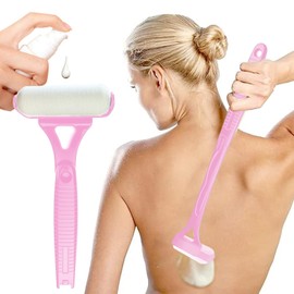 Lotion Applicator, Folding Handle with 3 Reusable Foam Rollers, Washable Cream Applicator for Back (Pink)