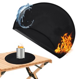 NICENEEDED 19.5 Inches Round Tabletop Fire Pit Mat, Double Sided Fireproof Grill Pad Heat Resistant Mat for Countertop, Oil Proof Grill Pads Waterproof Protector