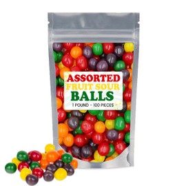 Assorted Fruit sour balls-Sour Hard Candy, Strawberry candy, cherry sours, sour cherry candies, orange candies - 1LB Bulk