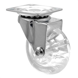 WAGNER Skater 03108501 Soft Swivel Castor Diameter 50 mm Height 65 mm Chrome-Plated Steel Transparent Mounting Plate 42 x 42 mm Load Capacity 40 kg