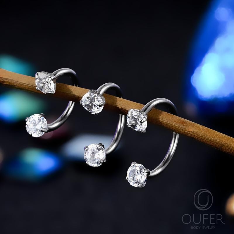 Oufer 18G/20G Horseshoe Internally Threaded & Threadless AAA+ Grade CZ