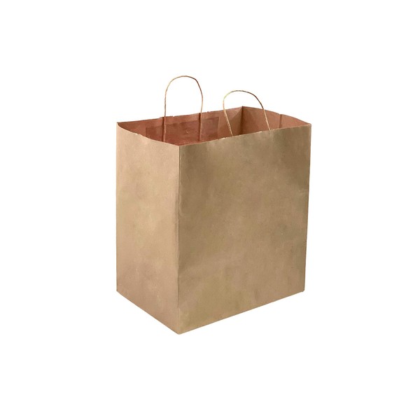 50 Count 14"L x 10"W(Gusset) x 15.75"H Large Ultra Wide Brown Kraft Paper Bags with Twisted Handle, Perfect Solution for Restaurant Takeouts, Parties, Baby Shower, Shopping