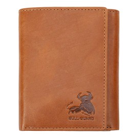 BULL GUARD Trifold Wallet with RFID for Men, Genuine Leather - Card and Cash Holder for Outdoors, Professionals