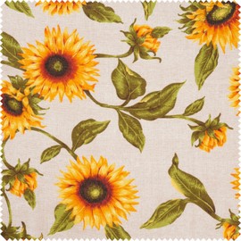 VBS Marktplatz Dekostoff Leinenoptik Sonnen-Blume Motivstoff 140 cm Breite Sommerstoff geblümt Pflanzen