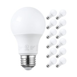 TORCHSTAR 12-Pack A19 LED Light Bulbs 60W Equivalent, UL Listed, 3000K Warm White, Dimmable, 9W, 800lm, Flicker Free, E26 Standard Base LED Bulb for Ceiling Fan, Lamp, 15,000hrs