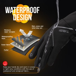 Kids Winter Gloves Waterproof, Lightweight Thermal Gloves with Touchscreen Anti-Slip, Soft Lining Running Warm Gloves Biking for Boy Girl Teens