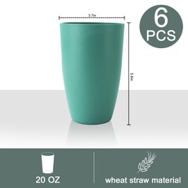 PYRMONT Wheat Straw Cups - 20oz Unbreakable Kid Tumbler Set of 6, Reusable Water Cups - Dishwasher & Microwave Safe, BPA Free