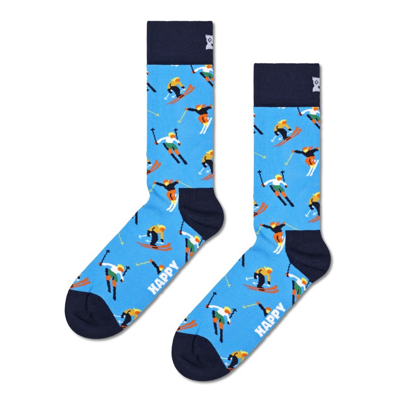 Happy Socks Unisex Downhilll Skiing Pack of 3, Blue, 41-46