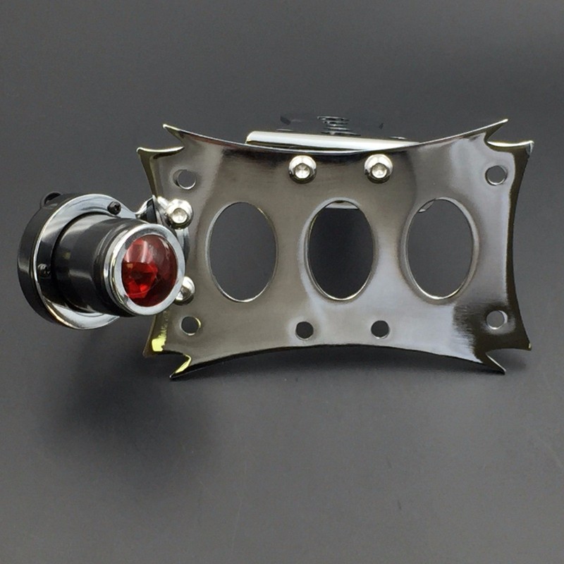 XKH- Motorcycle Chrome Horizontal Vertical Zigzag Side Mount License Plate
