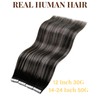 Hetto Tape in Hair Extensions Human Hair Ombre Natural Black