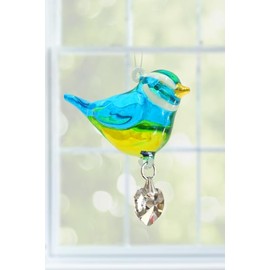Wild Things Pretty Little Bird - Blue Tit - Suncatcher, Handmade Crystal Bird - Hanging Mobile Ornament, 5059-BTI