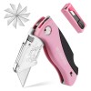 WORKPRO Folding Utility Knife Quick Change Box Cutter Pink Razor