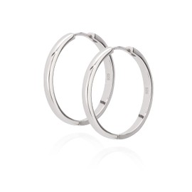NKlaus Pair of 25 mm Fine Hinged Hoop Earrings 925 Silver Timeless Hoop Earrings Classic Women's Earrings 11179, Silver