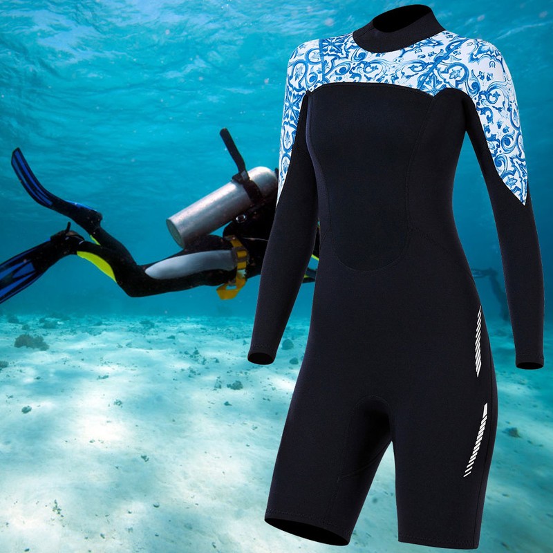 1.5MM Diving Onepiece Swimsuit Wetsuit Short Trousers for Snorkeling Surfing(Woman