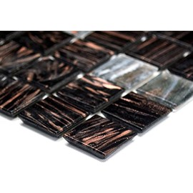 Mosaic Network Mosaic Tile Square Gold Silk Dark Grey Shimmer Effect Italian Style Glass Tile Backsplash Kitchen Bathroom Toilet Wall