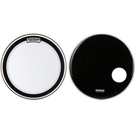 Aquarian Superkick II Clear Bass Drumhead - 22 inch + Evans EQ3 Resonant Black Bass Drumhead - 22 inch - With Port Hole