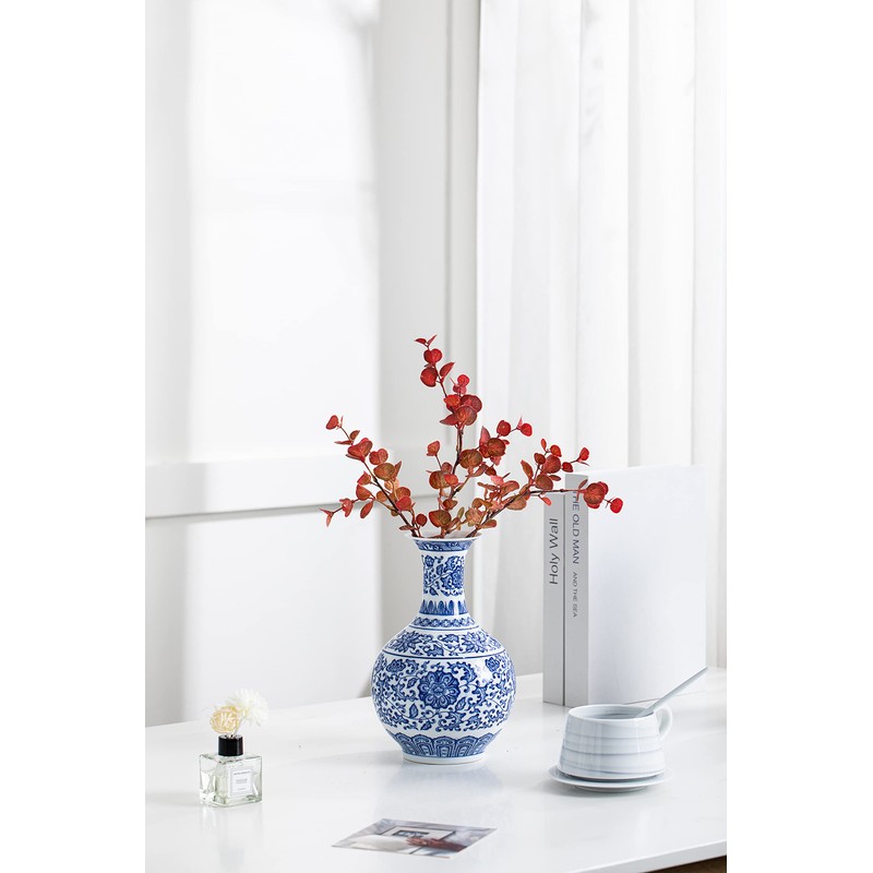 Blue and White Vase, Blue Vases Home Décor, Chinoiserie Vase,