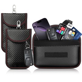 Faraday Pouch for Car Key, WEKUBA 3 Packs of Faraday Bags, with Hooks and Fixed Key Rings, Car RFID Blocker Bag for Car Security, Anti-Theft Signal, Anti-Hacking Case Blocker