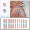 MISUD Press on Nails Long Square Fake Nails Glossy Glue