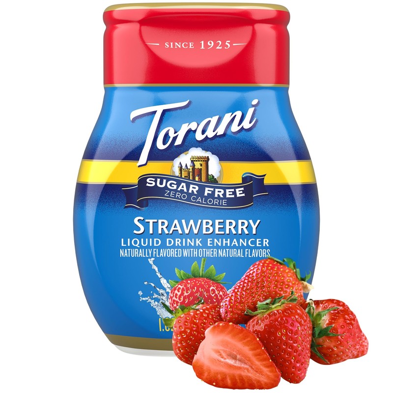 Torani Sugar Free Strawberry Liquid Drink Enhancer, Water Flavoring 4-Pack,