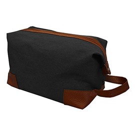 Mainstreet Collection Mens Canvas Dopp Kit Toiletry Bag, Expandable with Zipper Closure (Black)