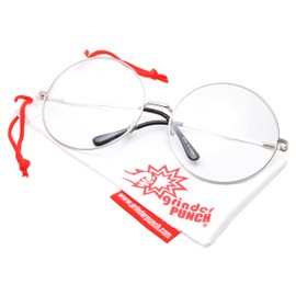 XXL Super Oversized Fashion Glasses Round Circle Frame Clear Lens Silver