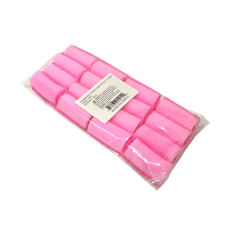 Pink Foam Sponge Hair Rollers (Large 16pc)
