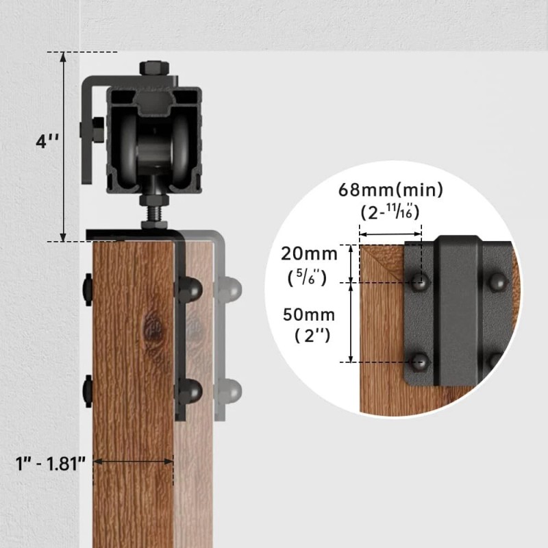 Ccjh 6.6FT Box Rail Hardware Sliding Barn Door Track Aluminium