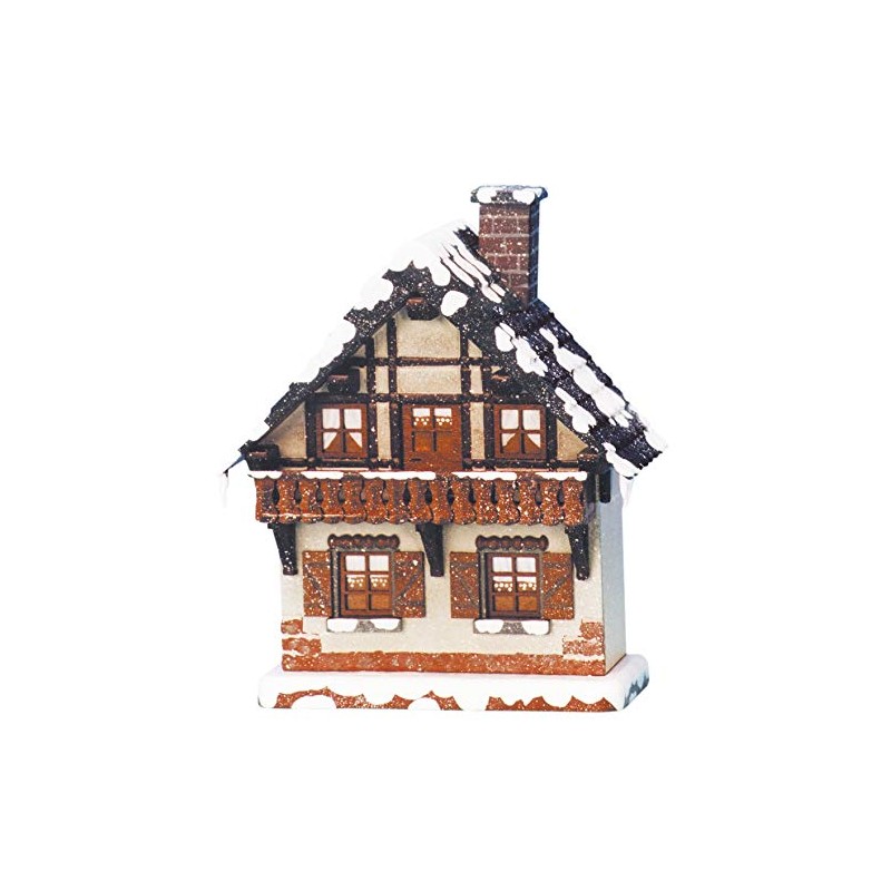 Small Figures & Ornaments Winter children House with Balcony illuminated