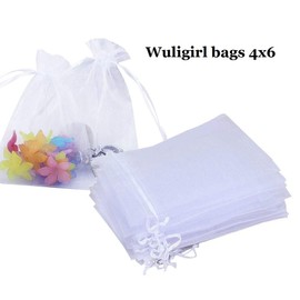 Wudygirl 100pcs Organza Bags 4X6 Gift Bags with Drawstring Jewelry Pouches for Party Wedding Favor Christmas Candy Baby Shower (White 4x6)