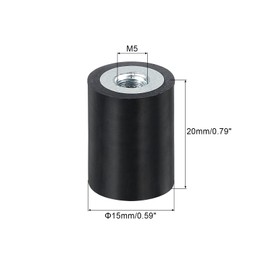 sourcing map 4Pcs 15 x 20mm M5 Thread Female Rubber Mounts, Vibration Isolators, Replaces Anti Vibration Pads Flat Silent Block Base Block