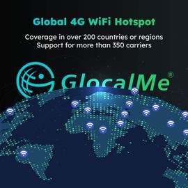GlocalMe Duoturbo Mobile Wi-Fi Hotspot, No SIM Card Needed, 4G LTE Router for Home or Travel in 200+ Countries, No contract and roaming fees, with EU 8GB & Global 1GB Data, Portable MiFi Device