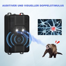 SROCHN Marten deterrent with ultrasound and LED flash light, 3-in-1 power supply, effective range approx. 40-50 m², for engine compartment, garden, basement, attic