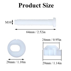 Toilet Seat Replacement Kit Made of Plastic, Toilet Seat Bolts and Screws Universal Mounting Set Hinge Fixings Replacement (2 Sets)