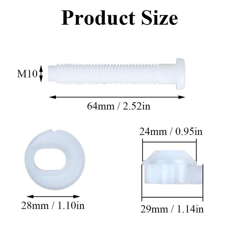 Toilet Seat Replacement Kit Made of Plastic, Toilet Seat Bolts