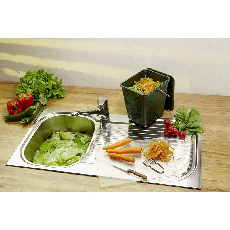 Rotho Greenline compost bin 7 l, plastic (PP), green, 7