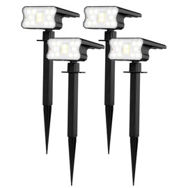 HGGH Solar Lights Outdoor Waterproof IP67, 60 LED 3 Lighting Modes Solar Spot Lights Outdoor for Yard Garden Pathway Landscape, Auto On/Off, Function 2 in 1(Cool White, 4 Pack)