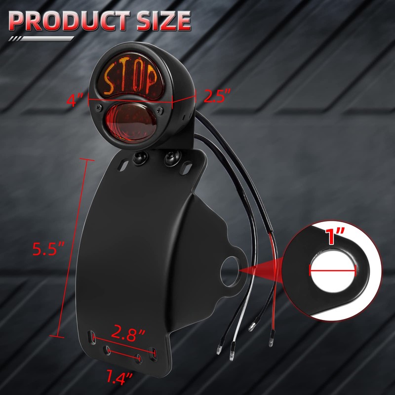 Amazicha LED License Plate Brake Light Tail Light with 1