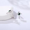 925 Sterling Silver Cross Earrings Screw Back with Heart CZ