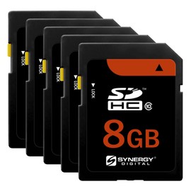 Synergy Digital 8GB Secure Digital SDHC UHS-I Memory Cards, Compatible with Nikon Coolpix S3500 Digital Camera - Class 10, U1, 20MB/s, 300 Series - Pack of 5