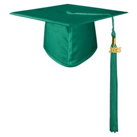 GraduationMall Unisex Adult Matte Graduation Cap with 2022 Tassel Emerald Green
