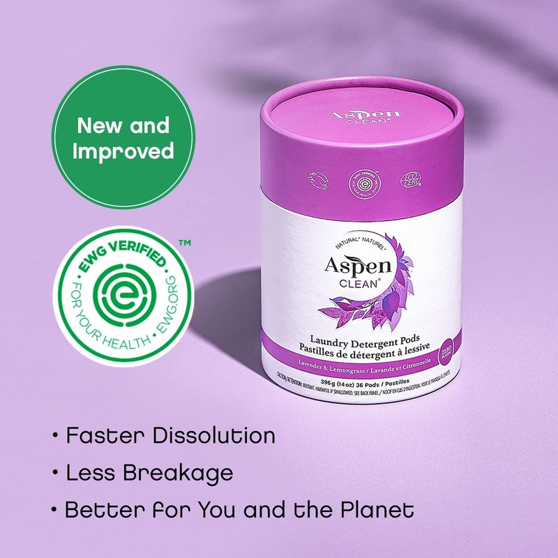 Lavender Laundry Pods by AspenClean, New and Improved Packaging, Zero