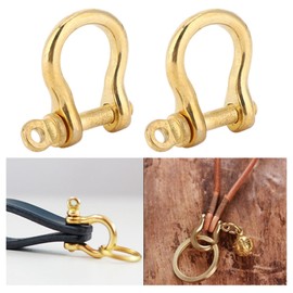 2 x Metal D-Ring Made of Pure Brass, Buckles with D-Ring Screw Key Ring Hook