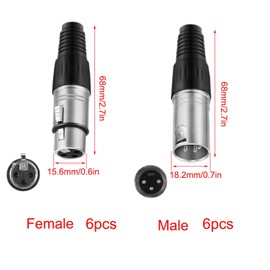 VISSQH 12 pcs 3 Pin XLR Connectors,XLR Connectors XLR Solder Connector,Microphone Audio Socket,3 Pin Microphone Cable Plug XLR Male Female Panel Mount Connector for Microphone Speaker