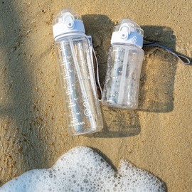 OLDLEY Kids Water Bottle for School, 12 oz (2 lids) BPA-Free Reusable Leak-Proof Durable Tritan Plastic Water Bottles with Straw & Chug Lids, Anti-dust Spout Cover (Clear)