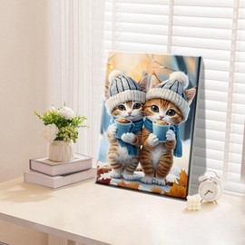 ATDMS Paint by Numbers Kits for Adults DIY Cute Cats Paint by Number with Frame Paint by Number with Easel for Wall Hanging Home Room Decor 7.87x11.81 inch