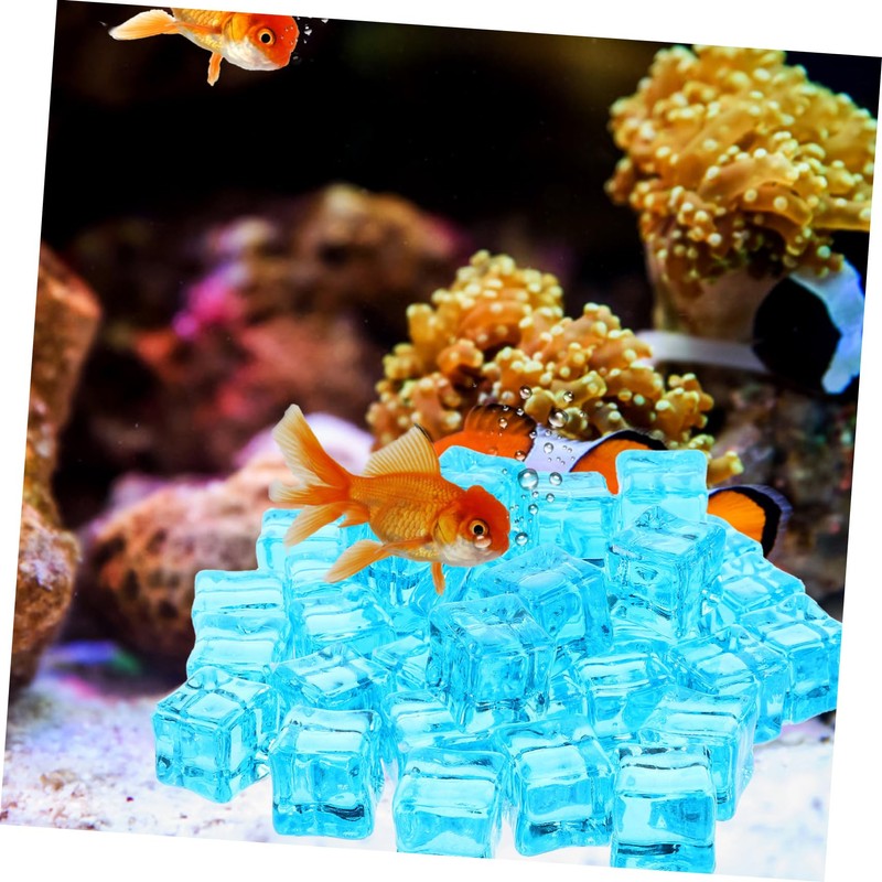 Totority Decorative Ice Cubes 50pcs Square Crystal Fish Tank Decor
